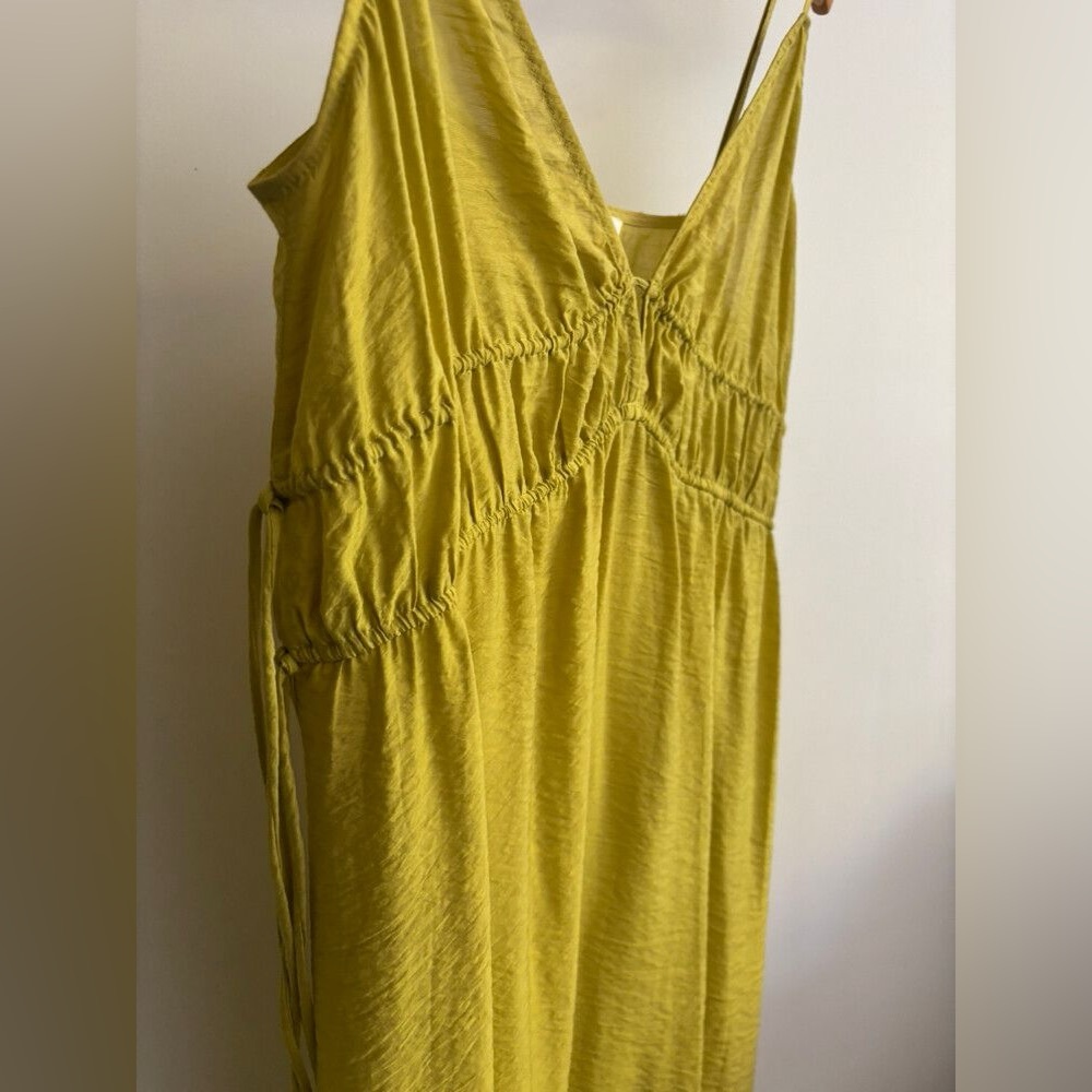 H&M Mustard Sleeveless Dress with Waist Tie